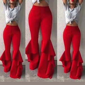 Red Bell Bottom Pants